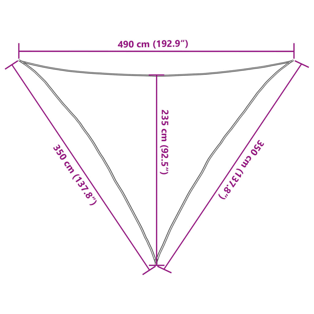 Para-sol estilo vela 3,5x3,5x4,9 m oxford poliéster cor areia