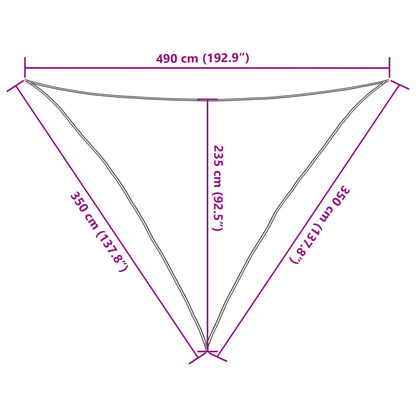 Para-sol estilo vela 3,5x3,5x4,9 m oxford poliéster cor areia