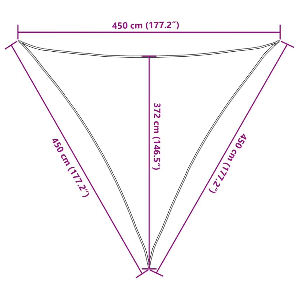 Para-sol estilo vela 4,5x4,5x4,5 m oxford poliéster cor areia