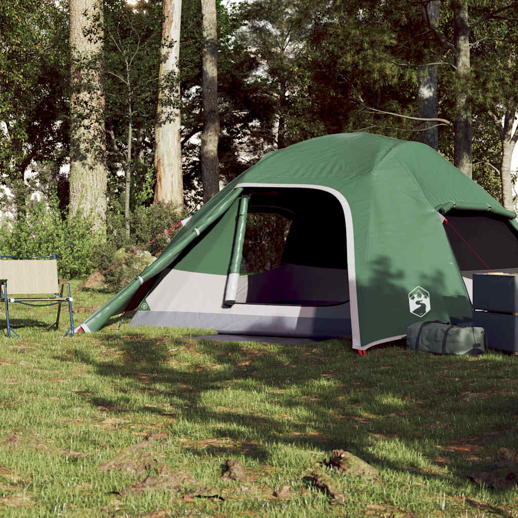 Tenda de campismo cúpula para 4 pessoas impermeável verde