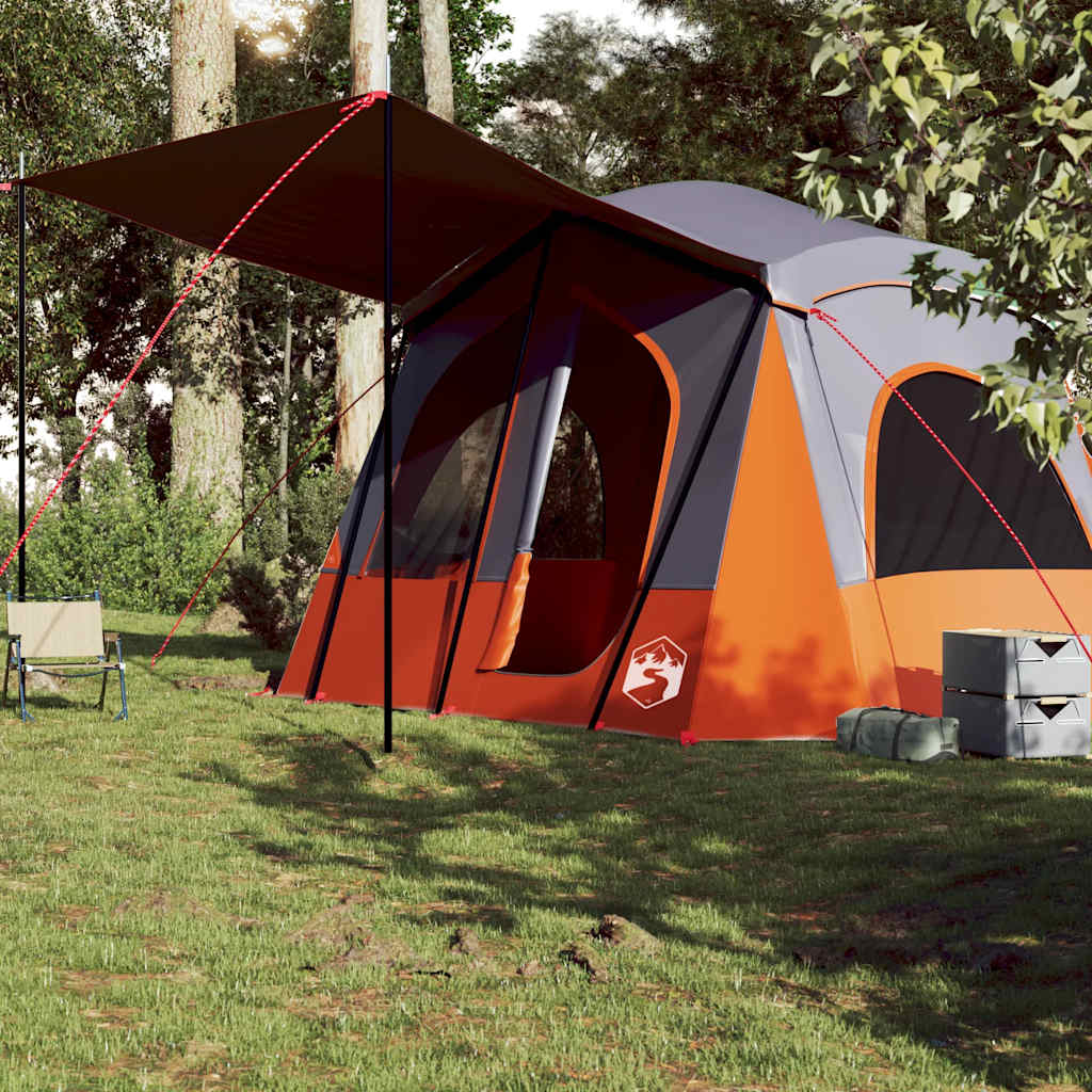 Tenda de campismo cabana p/ 5 pessoas impermeável cinza/laranja