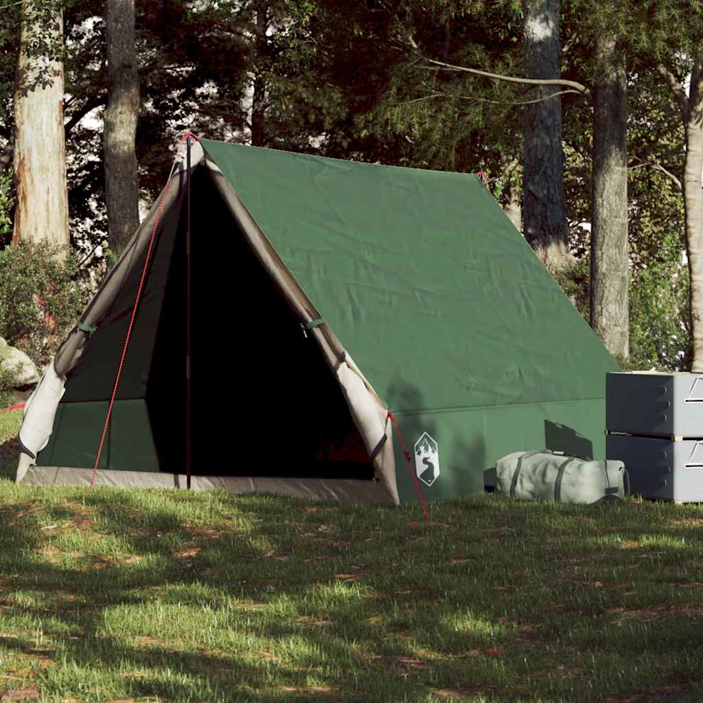 Tenda de campismo estrutura em A p/ 2 pessoas impermeável verde