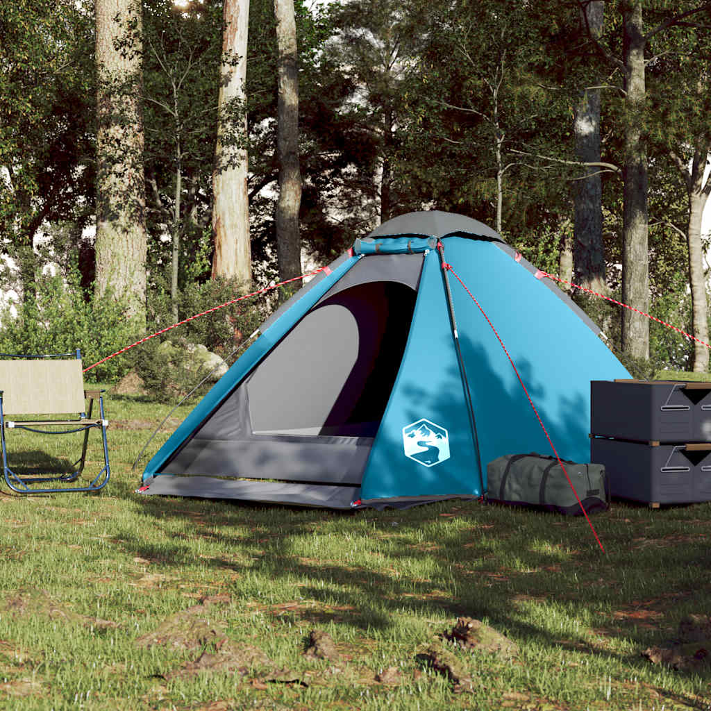 Tenda de campismo cúpula para 4 pessoas impermeável azul