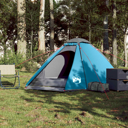 Tenda de campismo cúpula para 4 pessoas impermeável azul