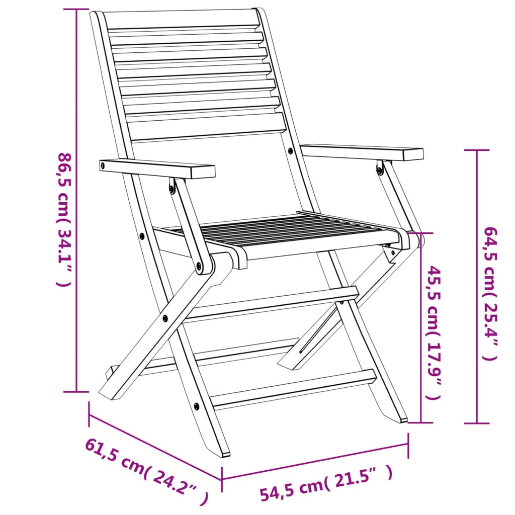 Cadeiras jardim dobráveis 2 pcs 54,5x61,5x86,5 cm acácia maciça