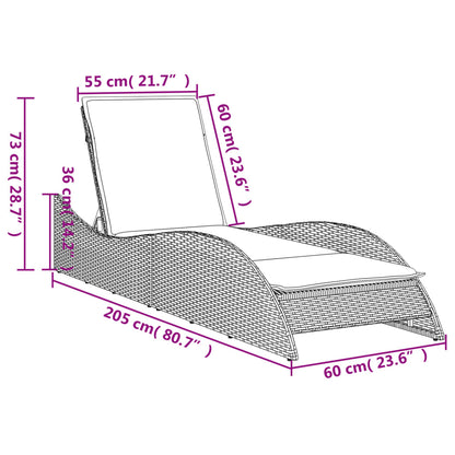 Espreguiçadeira com almofadão 60x205x73 cm vime PE castanho