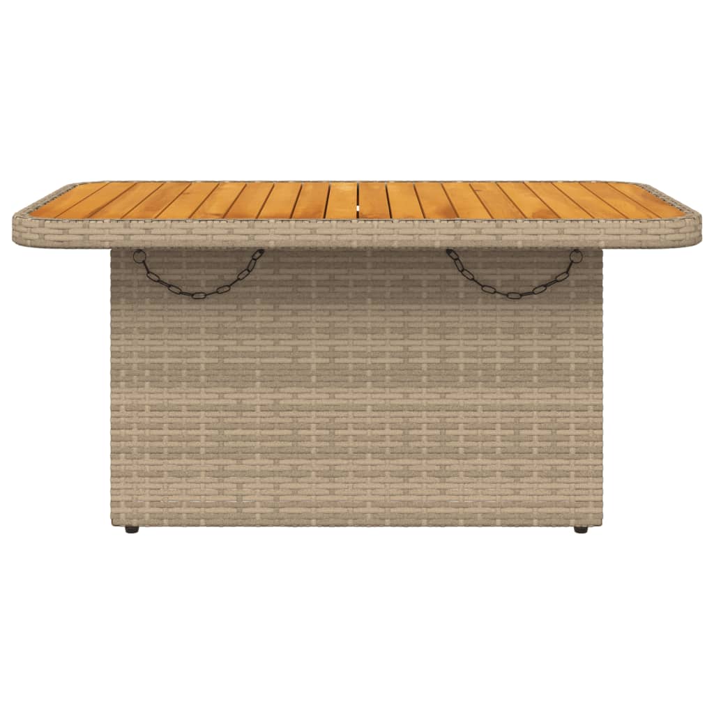 Mesa de jardim 90x55x71 cm vime PE e madeira de acácia bege