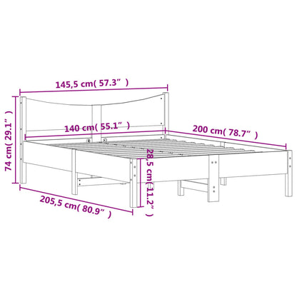 Estrutura de cama 140x200 cm madeira de pinho maciça branco