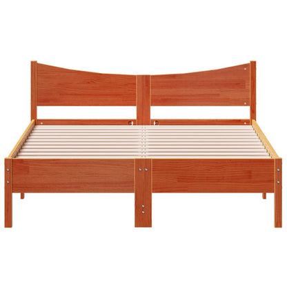 Estrutura de cama 140x200 cm madeira pinho maciça castanho cera