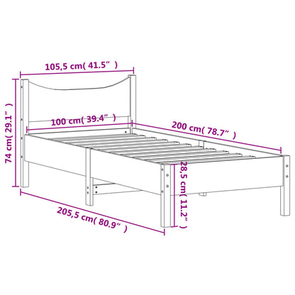 Estrutura de cama 100x200 cm madeira de pinho maciça branco