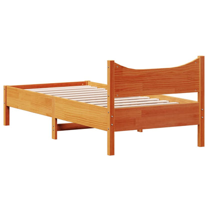 Estrutura de cama 100x200 cm madeira pinho maciça castanho cera