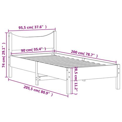 Estrutura de cama 90x200 cm madeira de pinho maciça