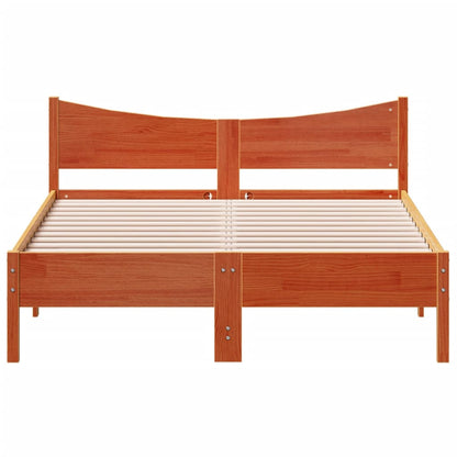 Estrutura de cama 140x190 cm madeira pinho maciça castanho cera