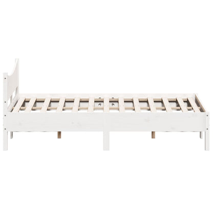 Estrutura de cama 135x190 cm madeira de pinho maciça branco