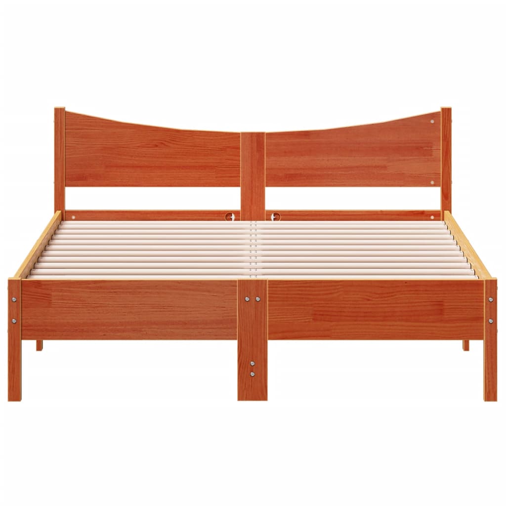 Estrutura de cama 120x190 cm madeira pinho maciça castanho cera