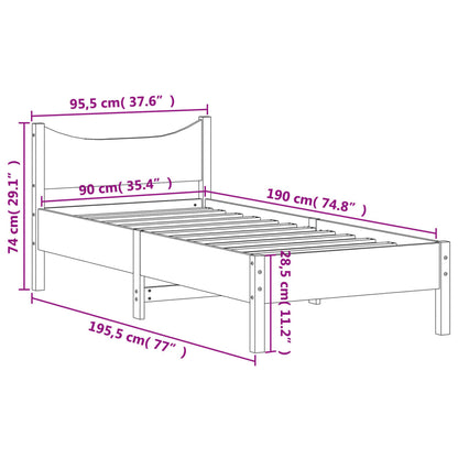 Estrutura de cama 90x190 cm madeira de pinho maciça