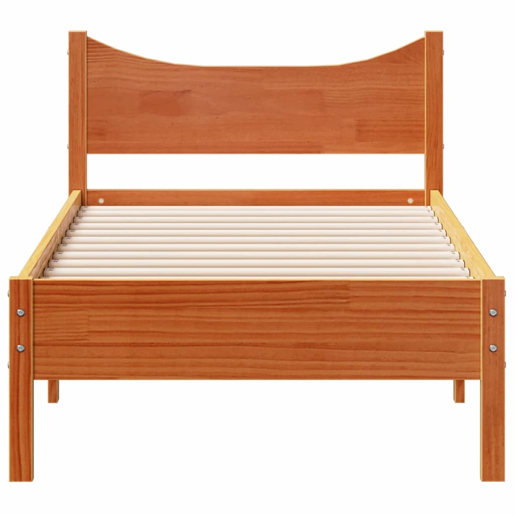 Estrutura de cama 90x190 cm madeira pinho maciça castanho cera