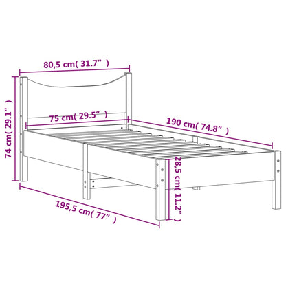 Estrutura de cama 75x190 cm madeira de pinho maciça