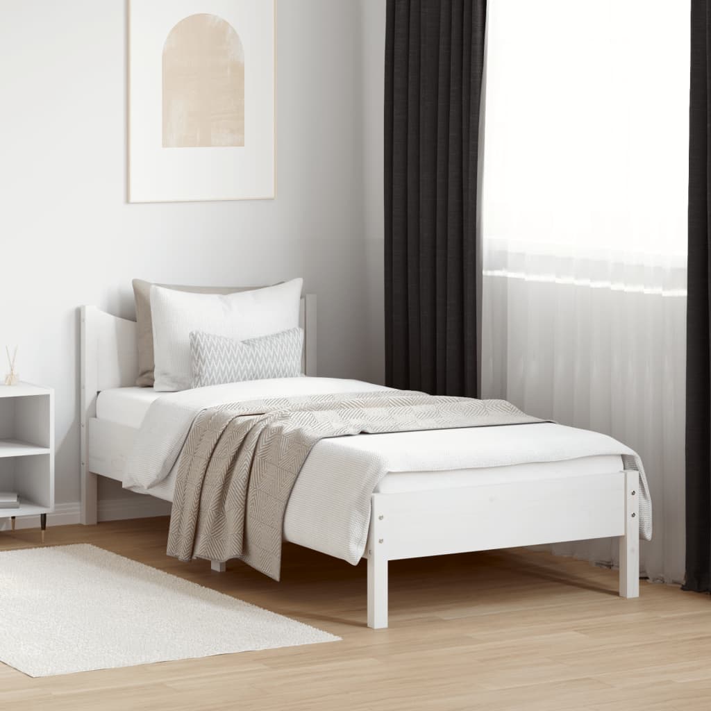 Estrutura de cama 75x190 cm madeira de pinho maciça branco