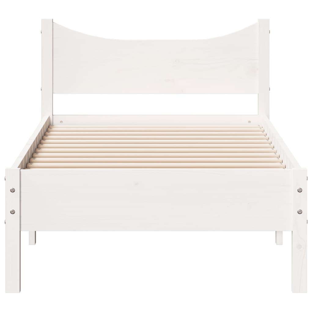 Estrutura de cama 75x190 cm madeira de pinho maciça branco