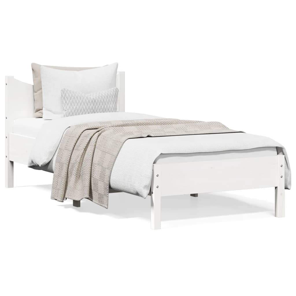 Estrutura de cama 75x190 cm madeira de pinho maciça branco