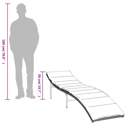 Espreguiçadeiras com mesa 2 pcs vime PE cinzento-claro