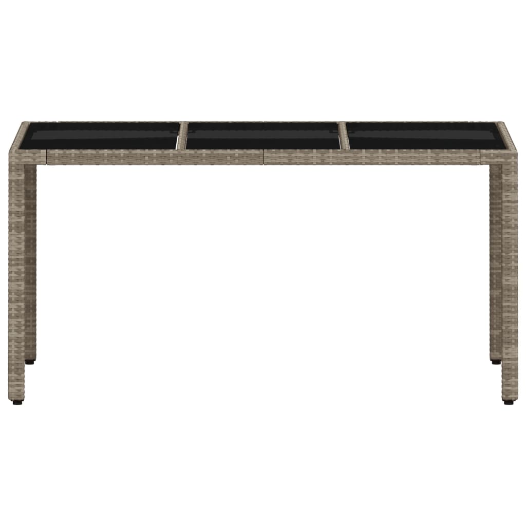 Mesa de jardim c/ tampo vidro 150x90x75 cm vime PE cinza-claro