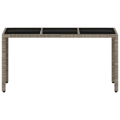 Mesa de jardim c/ tampo vidro 150x90x75 cm vime PE cinza-claro