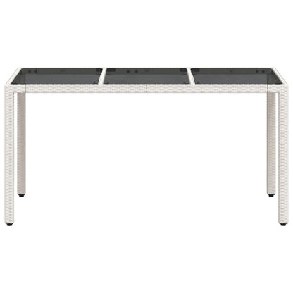 Mesa de jardim com tampo de vidro 150x90x75 cm vime PE branco