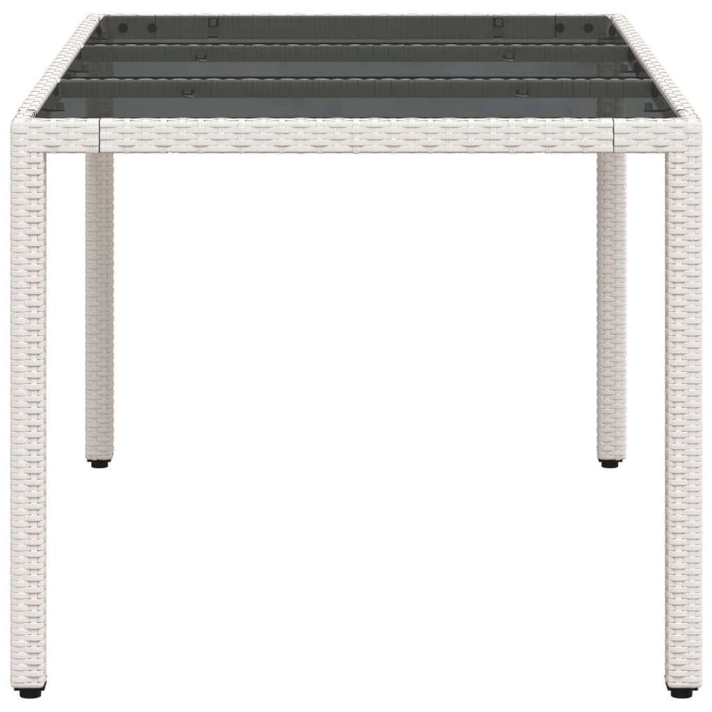 Mesa de jardim com tampo de vidro 150x90x75 cm vime PE branco