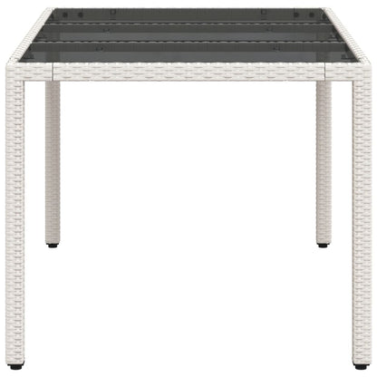 Mesa de jardim com tampo de vidro 150x90x75 cm vime PE branco