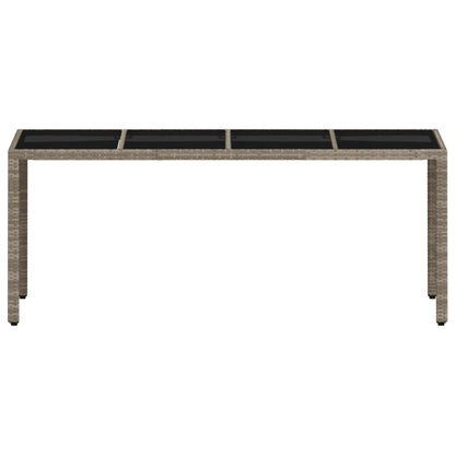 Mesa de jardim c/ tampo vidro 190x90x75 cm vime PE cinza-claro