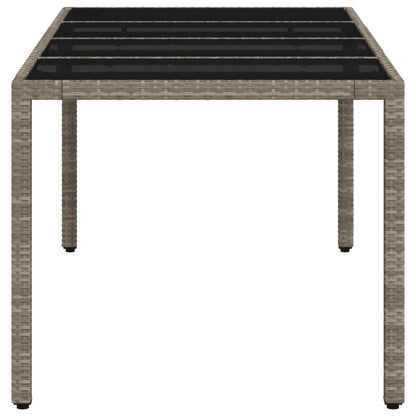 Mesa de jardim c/ tampo vidro 190x90x75 cm vime PE cinza-claro