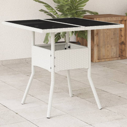 Mesa de jardim com tampo de vidro 80x80x75 cm vime PE branco