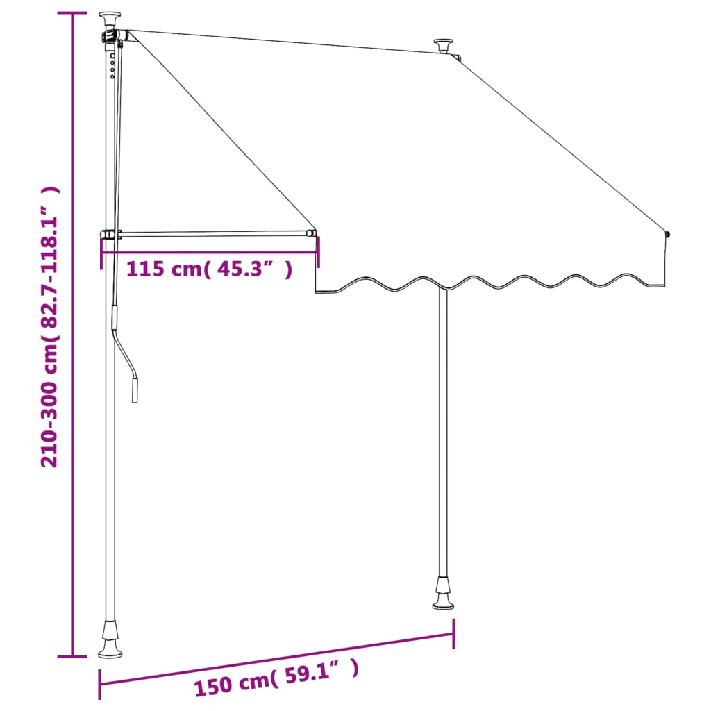 Toldo retrátil 150x150 cm tecido e aço antracite