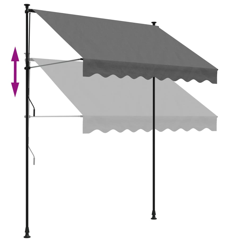 Toldo retrátil 200x150 cm tecido e aço antracite