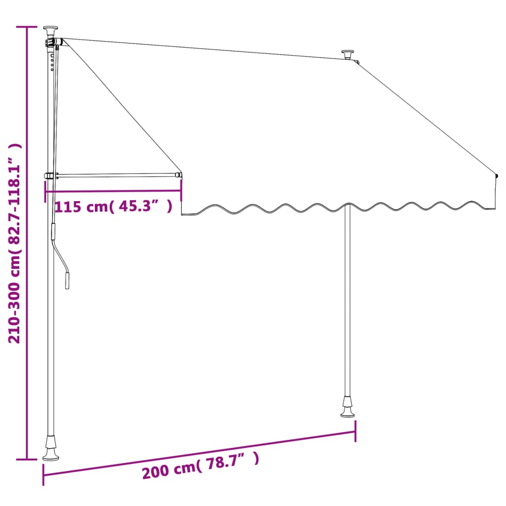 Toldo retrátil 200x150 cm tecido e aço antracite