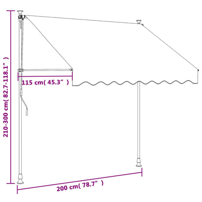 Toldo retrátil 200x150 cm tecido e aço antracite