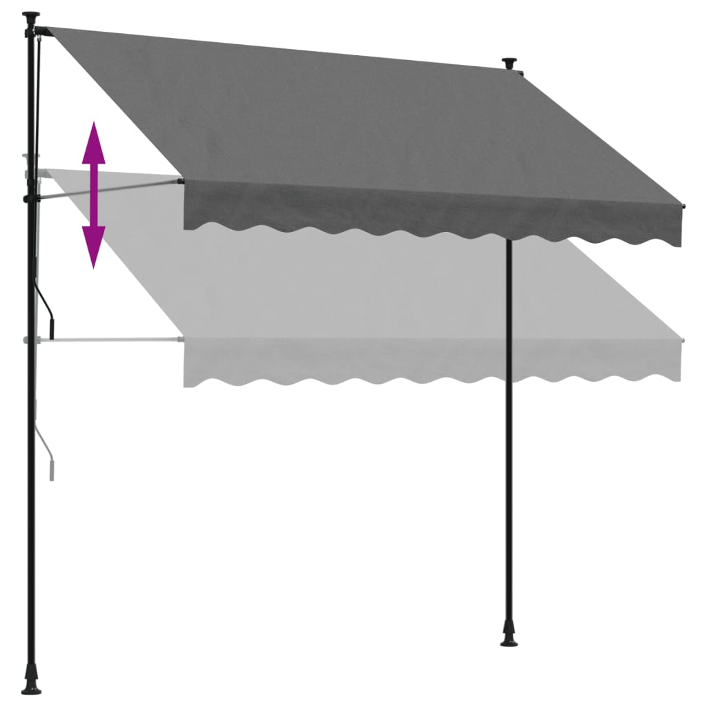 Toldo retrátil 250x150 cm tecido e aço antracite