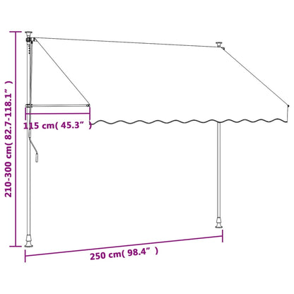 Toldo retrátil 250x150 cm tecido e aço antracite