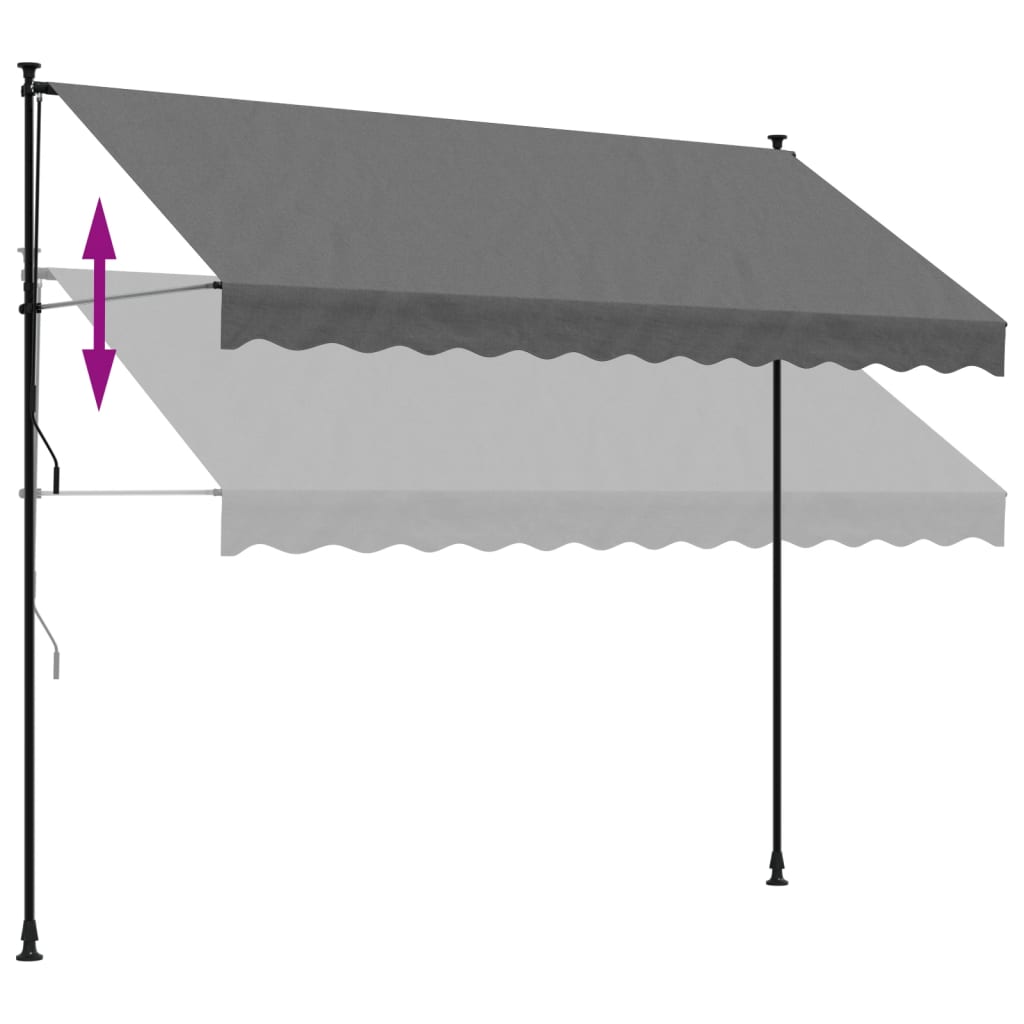 Toldo retrátil 300x150 cm tecido e aço antracite