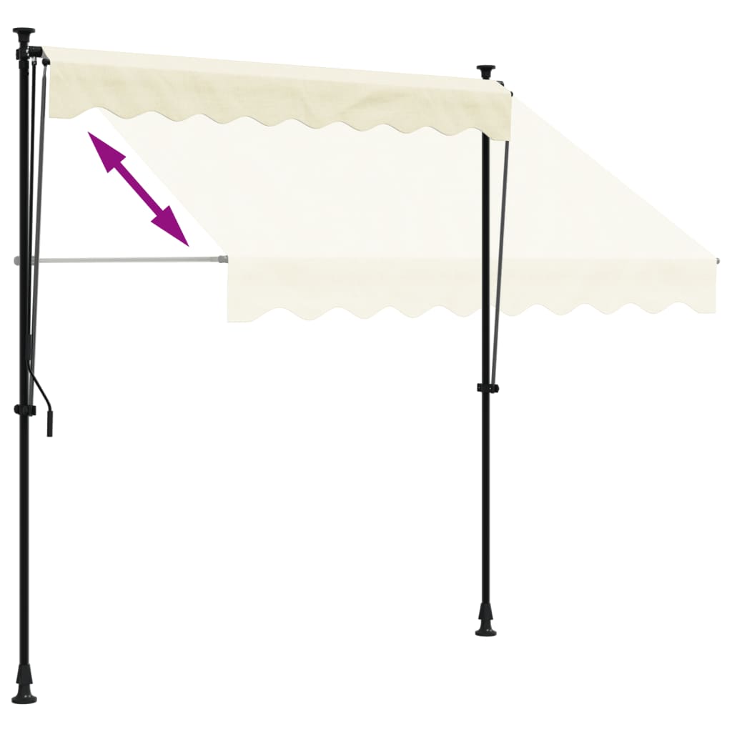 Toldo retrátil 200x150 cm tecido e aço cor creme