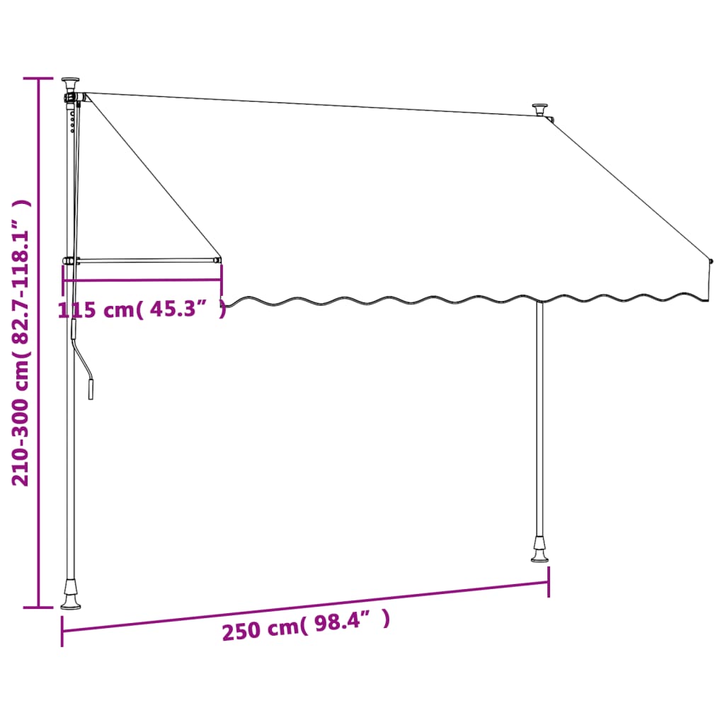 Toldo retrátil 250x150 cm tecido e aço cor creme