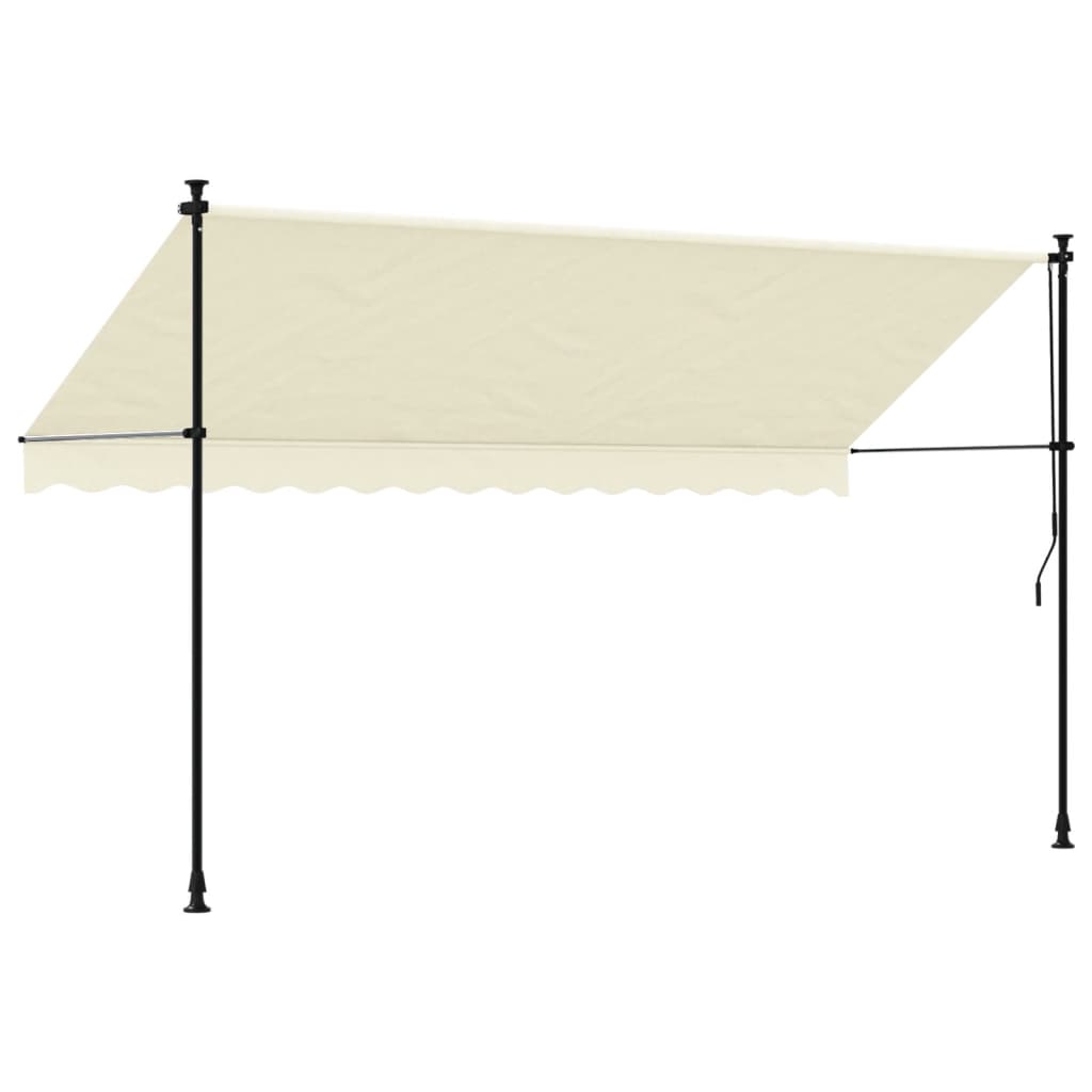 Toldo retrátil 350x150 cm tecido e aço cor creme