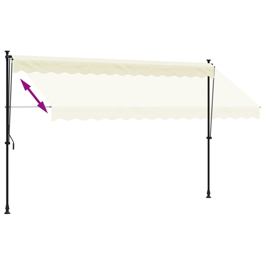 Toldo retrátil 350x150 cm tecido e aço cor creme