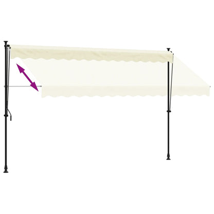 Toldo retrátil 350x150 cm tecido e aço cor creme