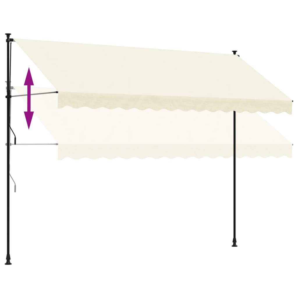 Toldo retrátil 350x150 cm tecido e aço cor creme