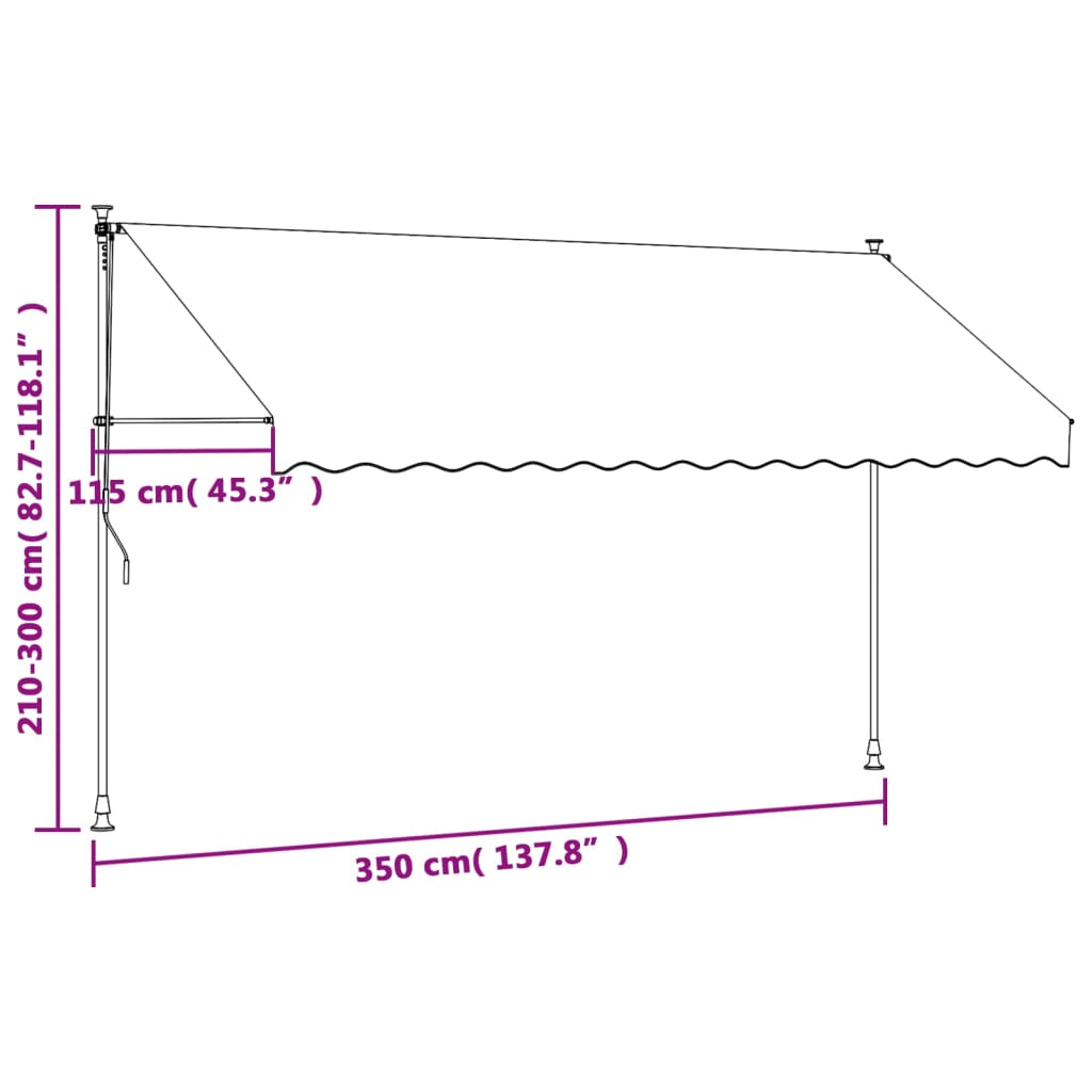 Toldo retrátil 350x150 cm tecido e aço cor creme