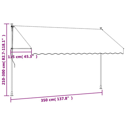 Toldo retrátil 350x150 cm tecido e aço cor creme