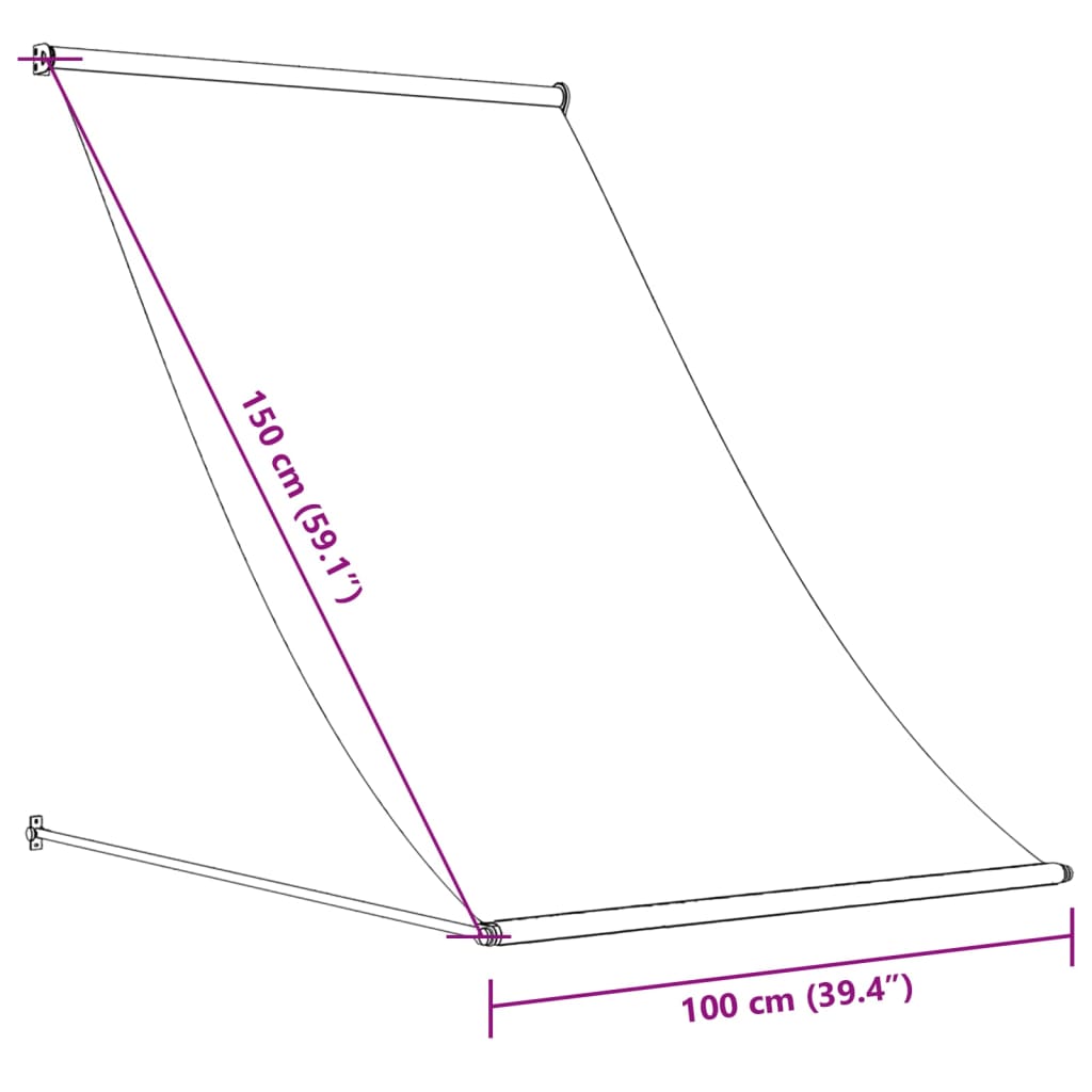 Toldo retrátil 100x150 cm tecido e aço antracite